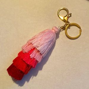 Large tassel key holder pinks & metal